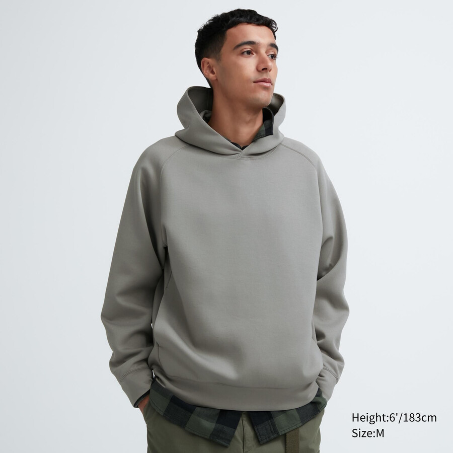 sudadera con capucha elástica dry sweat de uniqlo para hombre color gris