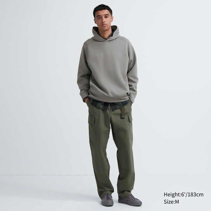 sudadera con capucha elástica dry sweat de uniqlo para hombre color gris