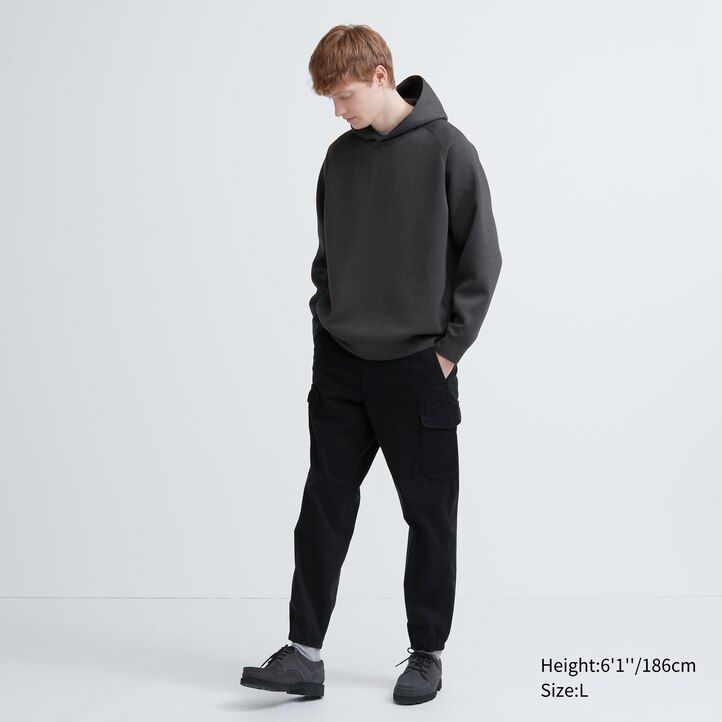sudadera con capucha elástica dry sweat de uniqlo para hombre color gris