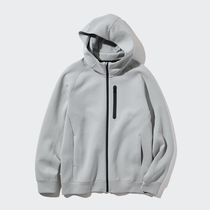sudadera con capucha y cremallera elástica dry stretch de uniqlo gris claro para hombre