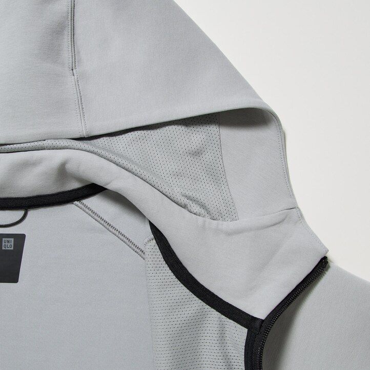 sudadera con capucha y cremallera elástica dry stretch de uniqlo gris claro para hombre