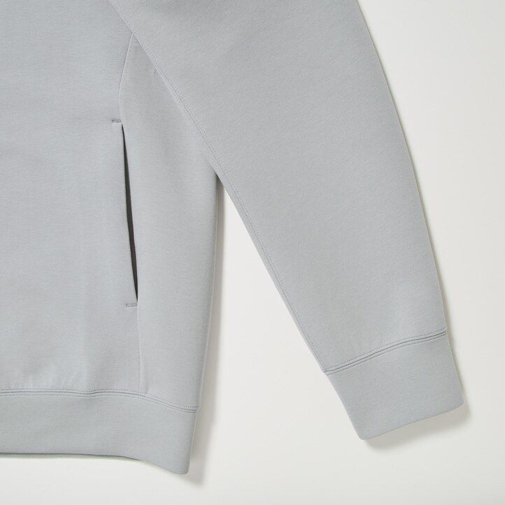 sudadera con capucha y cremallera elástica dry stretch de uniqlo gris claro para hombre