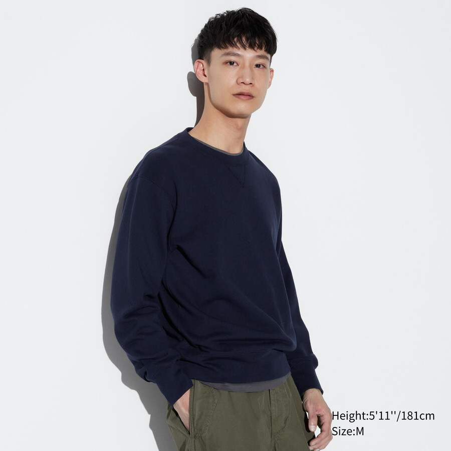 sudadera con capucha de algodón uniqlo para hombre cuello redondo color azul marino