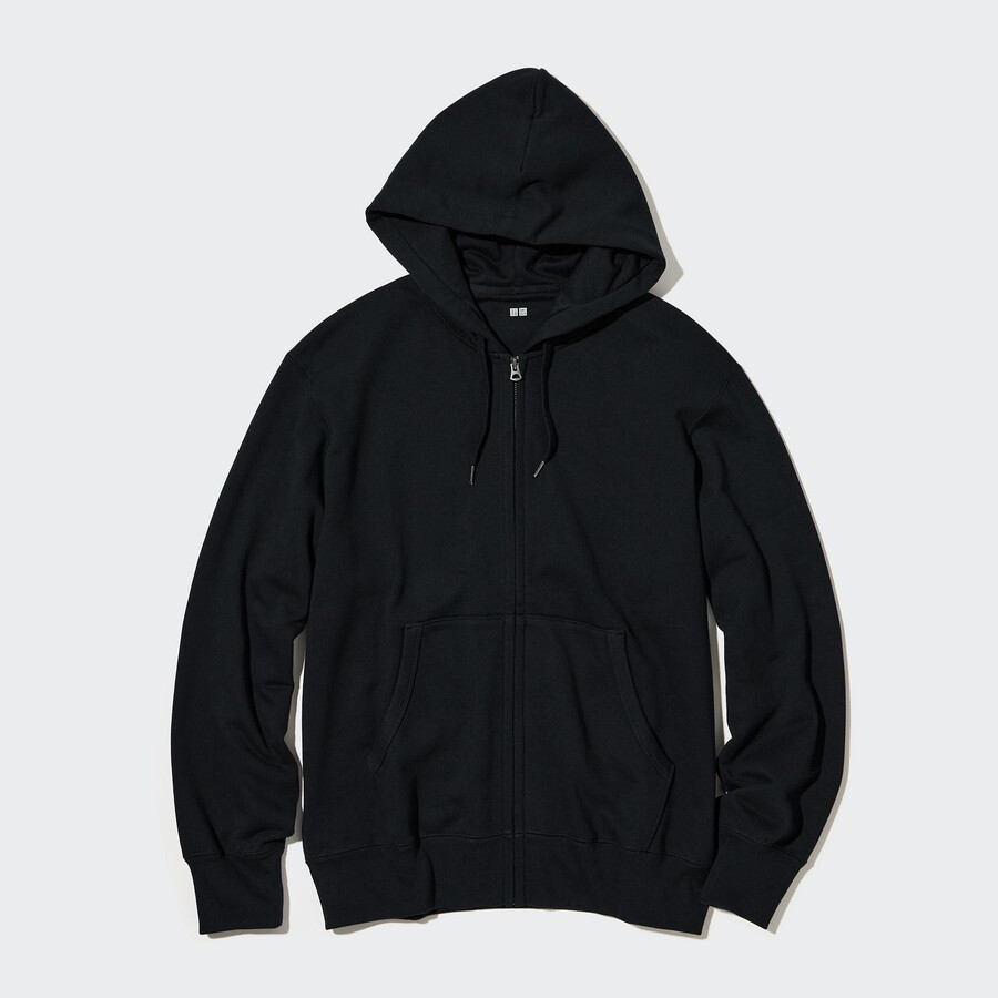 sudadera con capucha y cremallera uniqlo negra para hombre
