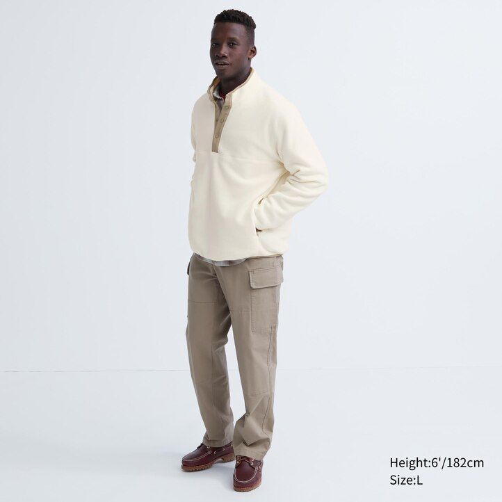 sudadera con capucha y botones de forro polar uniqlo blanca para hombre