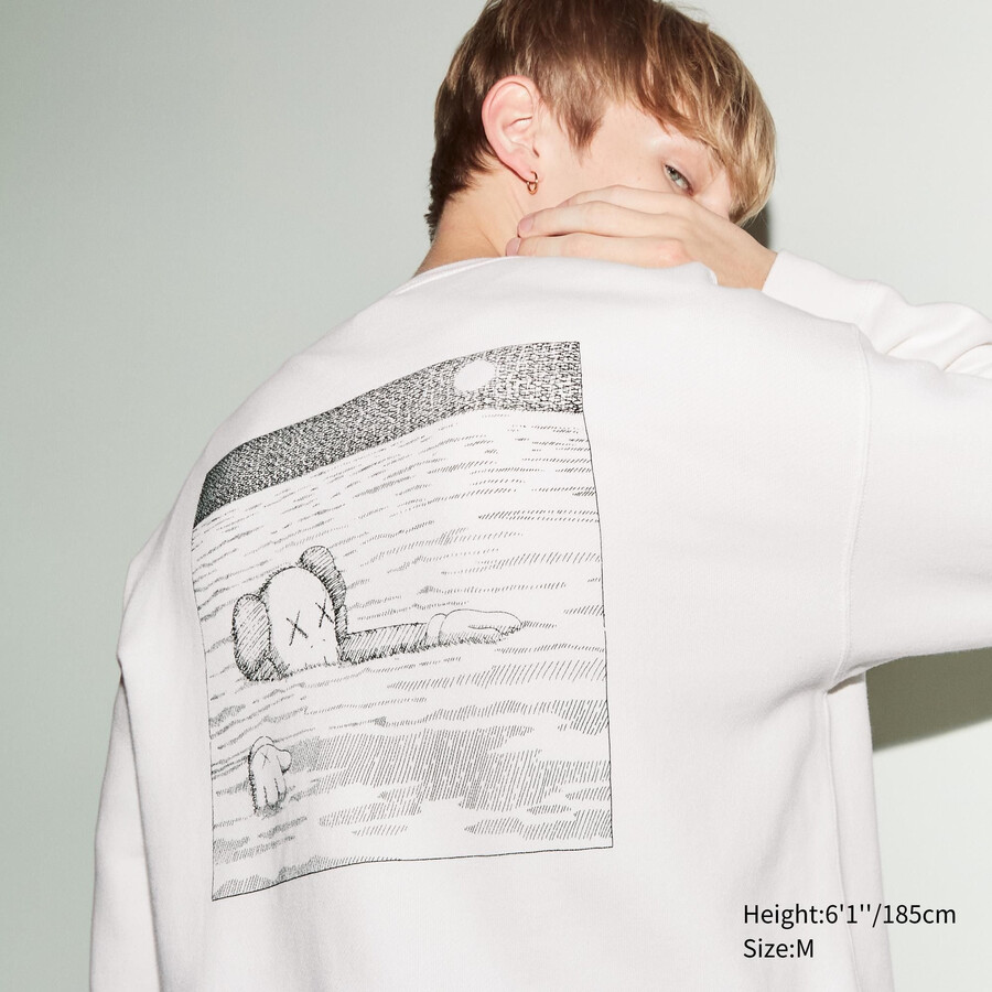 sudadera con capucha gráfica uniqlo kaws ut para hombre color blanco