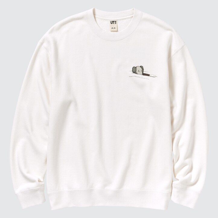 sudadera con capucha gráfica uniqlo kaws ut para hombre color blanco