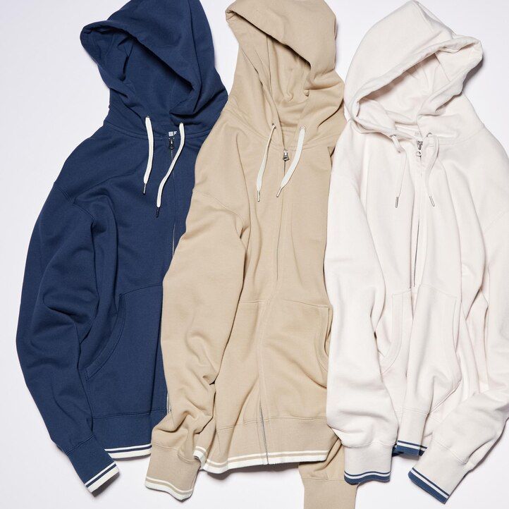 sudadera con capucha y cremallera uniqlo colour block para hombre color blanco
