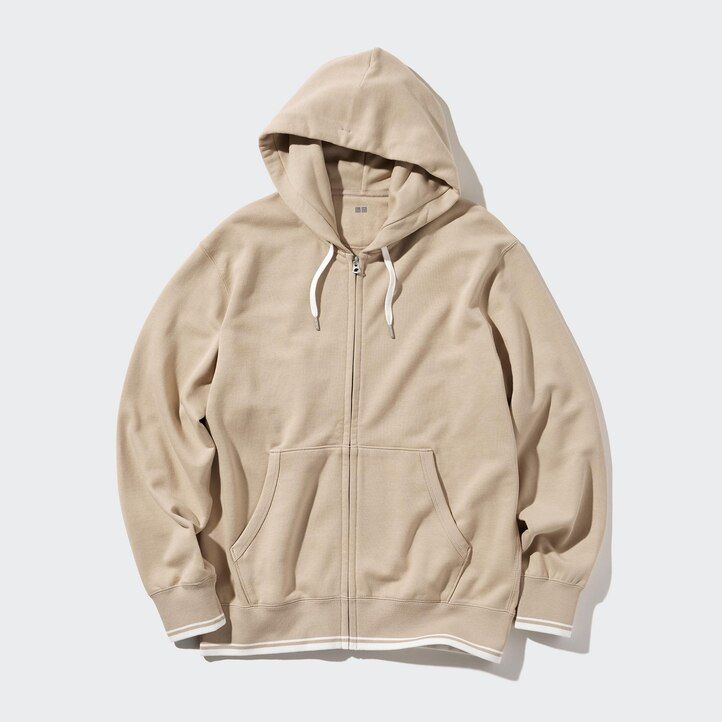 sudadera con capucha y cremallera uniqlo colour block para hombre color blanco