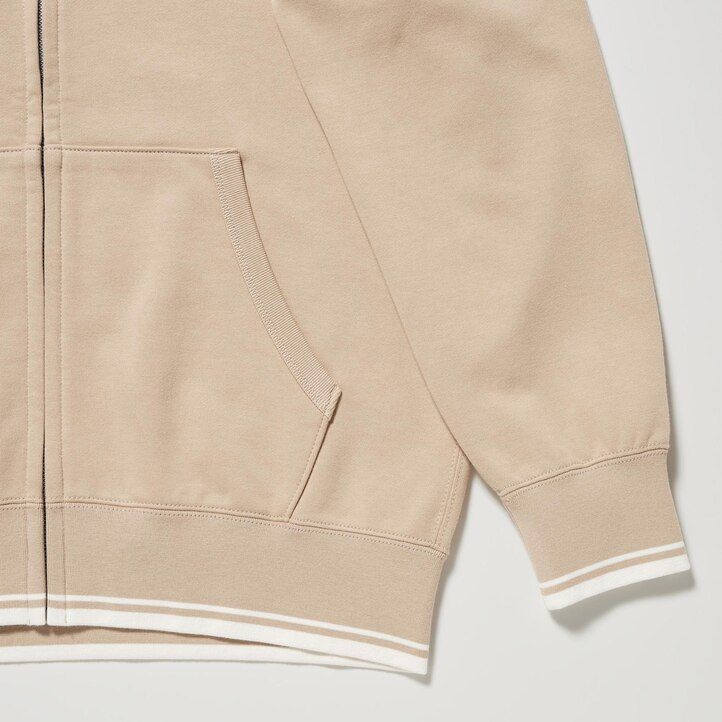 sudadera con capucha y cremallera uniqlo colour block para hombre color blanco