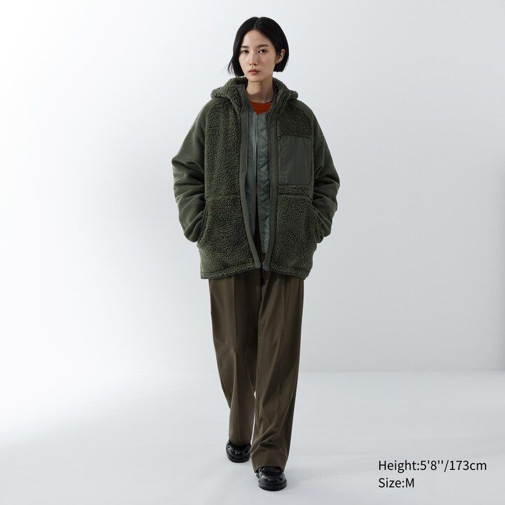 sudadera con capucha y cremallera de polar uniqlo beige para hombre