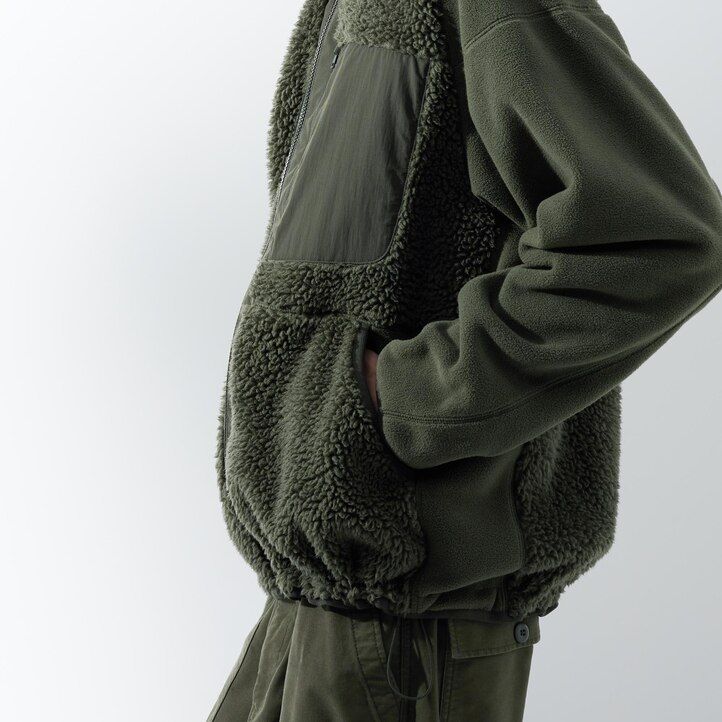 sudadera con capucha y cremallera de polar uniqlo beige para hombre