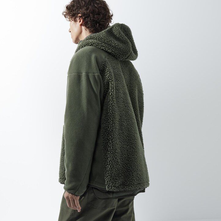 sudadera con capucha y cremallera de polar uniqlo beige para hombre