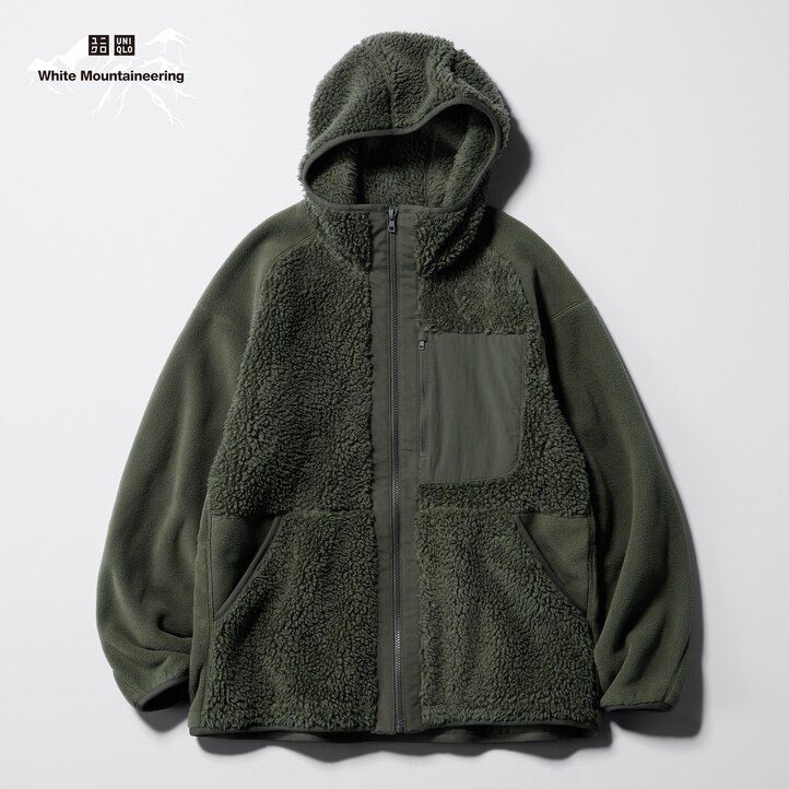 sudadera con capucha y cremallera de polar uniqlo beige para hombre