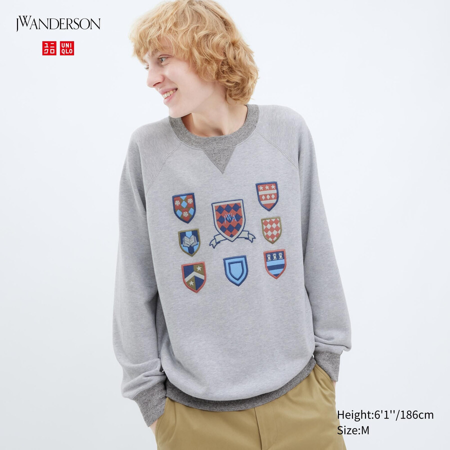 sudadera con capucha uniqlo college para hombre gris