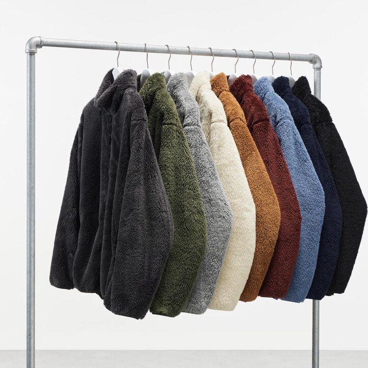 chaquetas de polar esponjoso uniqlo blancas con cremallera para hombre
