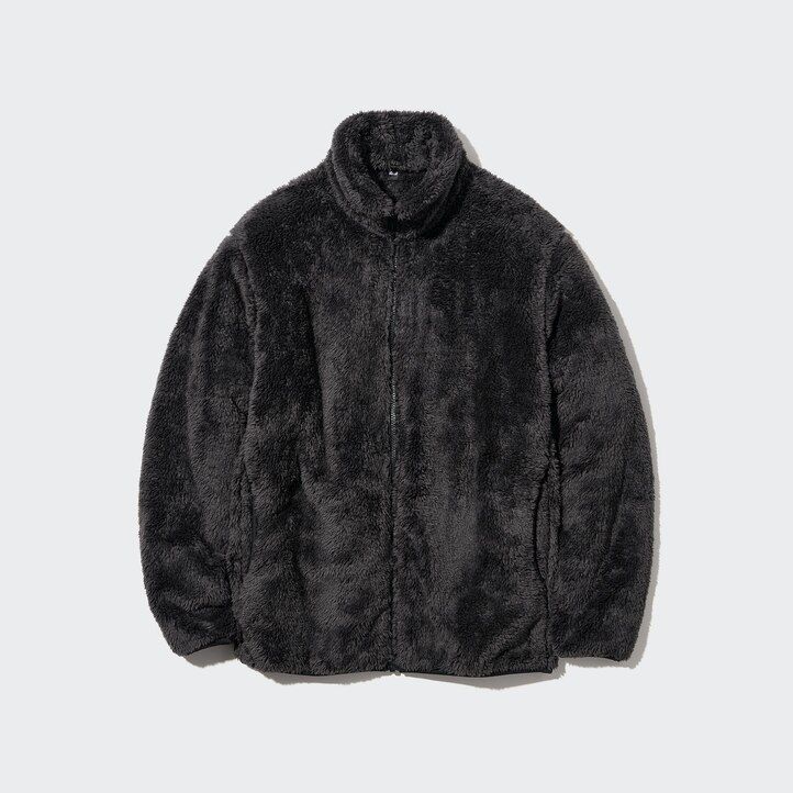 chaquetas de forro polar esponjoso uniqlo blancas con cremallera para hombre