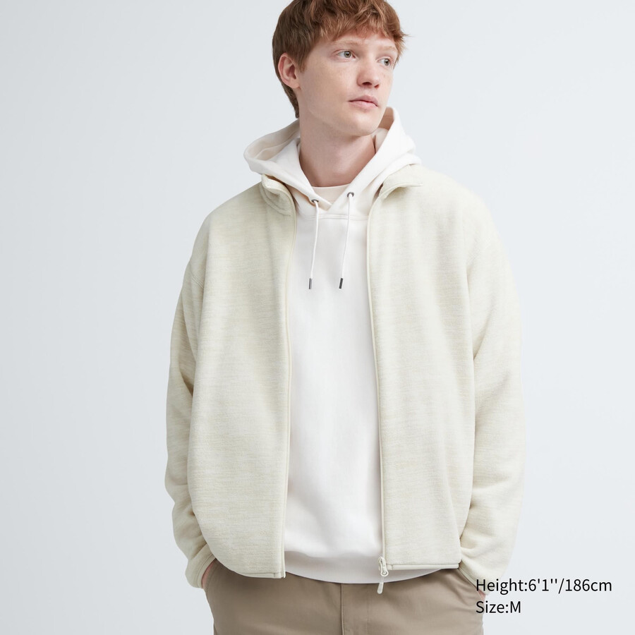 chaquetas de polar uniqlo blancas con cremallera para hombre