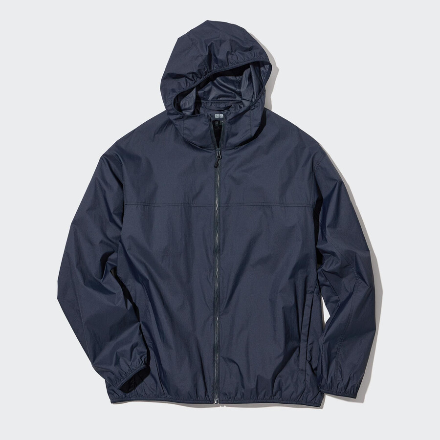 chaquetas uniqlo con bolsillo y protección uv para hombre color azul marino