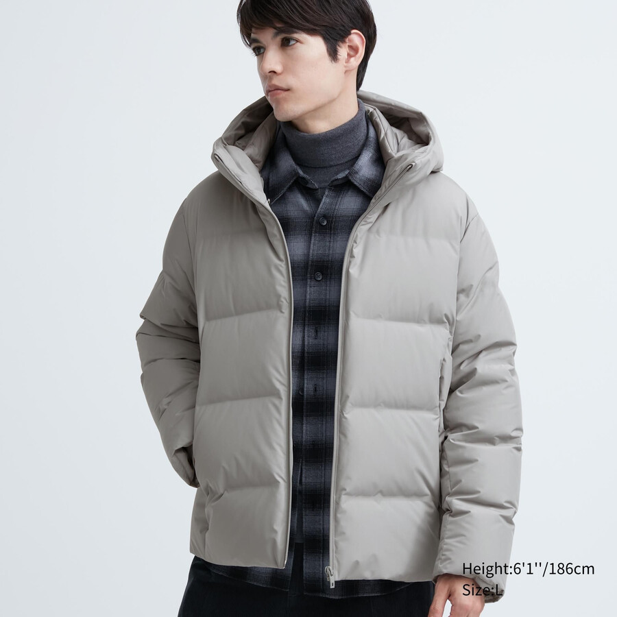 chaqueta uniqlo gris claro con corte 3d y sin costuras para hombre
