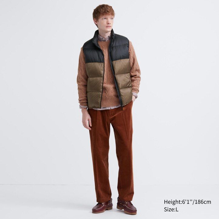 chaquetas de plumón ultraligeras uniqlo con bloques de color oliva para hombre