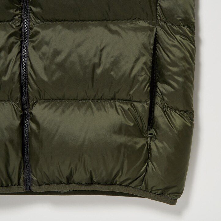 chaquetas de plumón ultraligeras uniqlo con bloques de color oliva para hombre