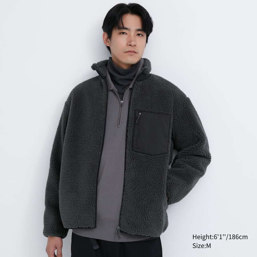 chaquetas polares cortavientos uniqlo para hombre en gris oscuro