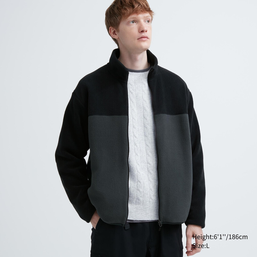 chaquetas de forro polar con cremallera uniqlo para hombre color gris
