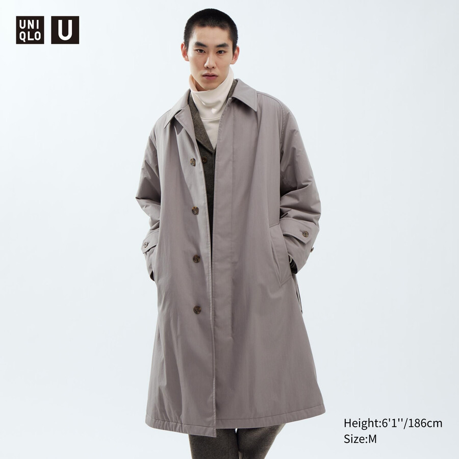 chaquetas acolchadas de botonadura sencilla uniqlo grises para hombre