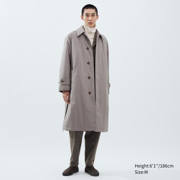 chaquetas acolchadas de botonadura sencilla uniqlo grises para hombre