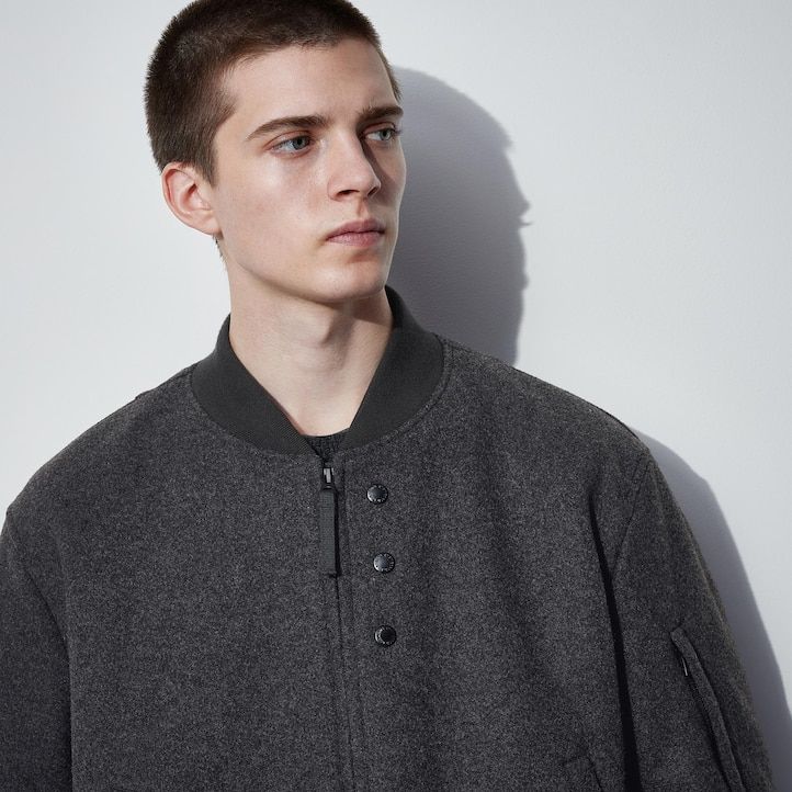 chaqueta acolchada cálida uniqlo heattech para hombre gris oscuro