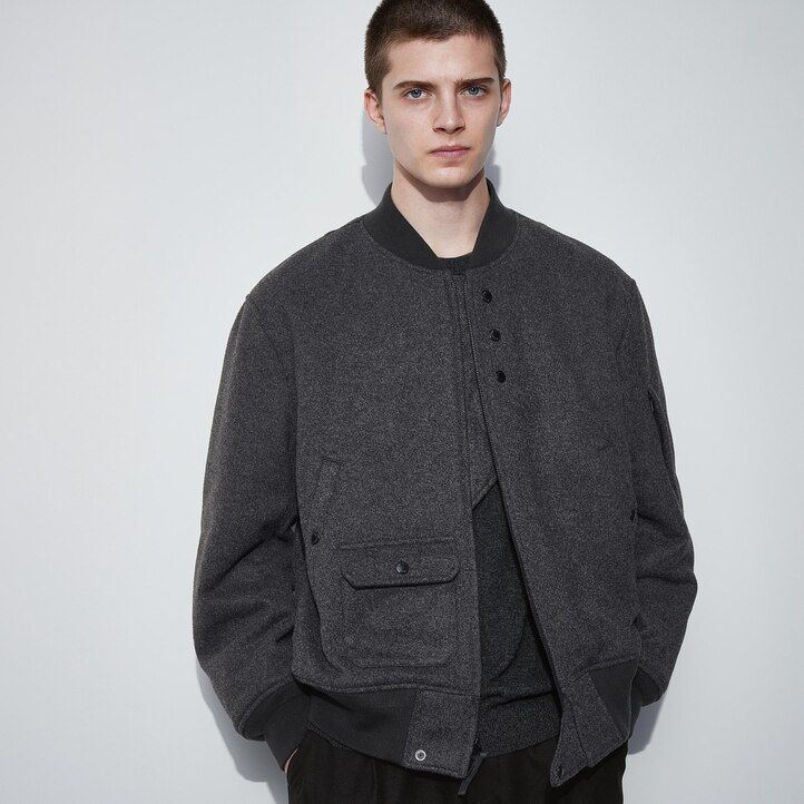 chaqueta acolchada cálida uniqlo heattech para hombre gris oscuro