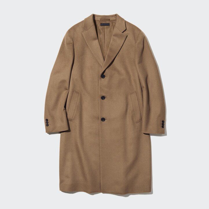 chaquetas chesterfield de mezcla de lana uniqlo para hombre color negro