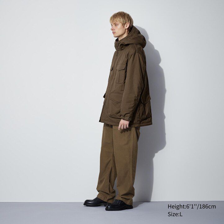 chaquetas utilitarias acolchadas y cálidas uniqlo heattech para hombre color negro