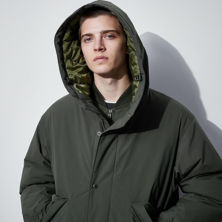 chaquetas acolchadas y cálidas uniqlo heattech para hombre en gris oscuro