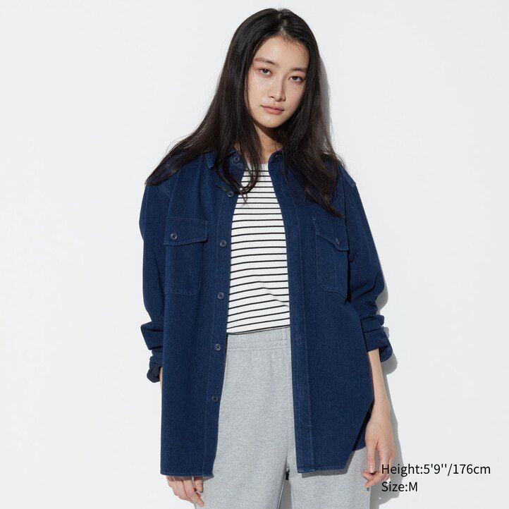 chaquetas de mezclilla de jersey azul uniqlo para hombre
