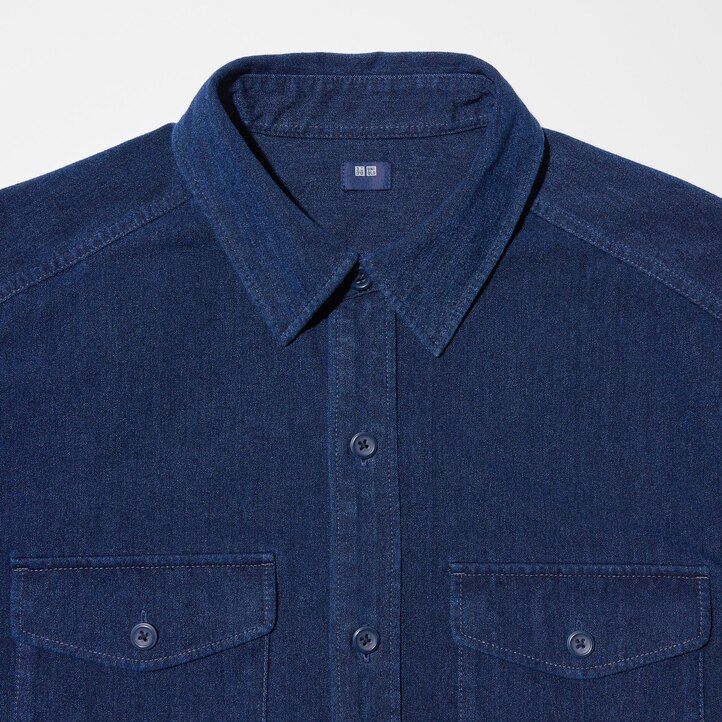 chaquetas de mezclilla de jersey azul uniqlo para hombre