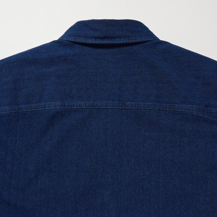 chaquetas de mezclilla de jersey azul uniqlo para hombre