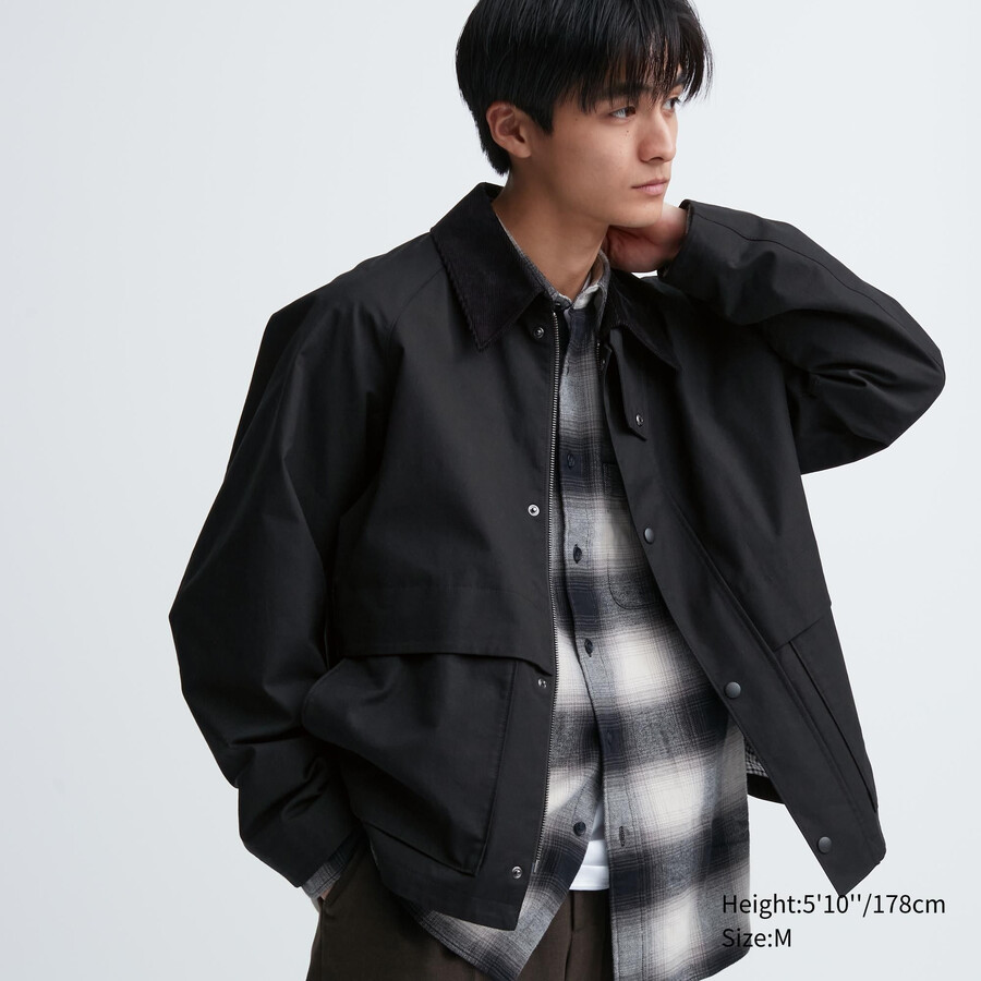 chaquetas blusón utilitarias uniqlo para hombre color negro
