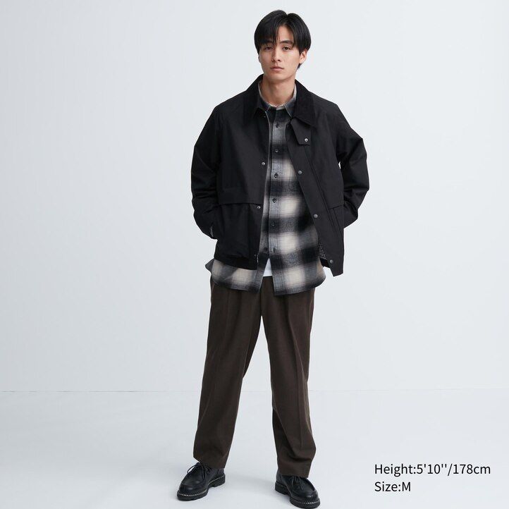 chaquetas blusón utilitarias uniqlo para hombre color negro
