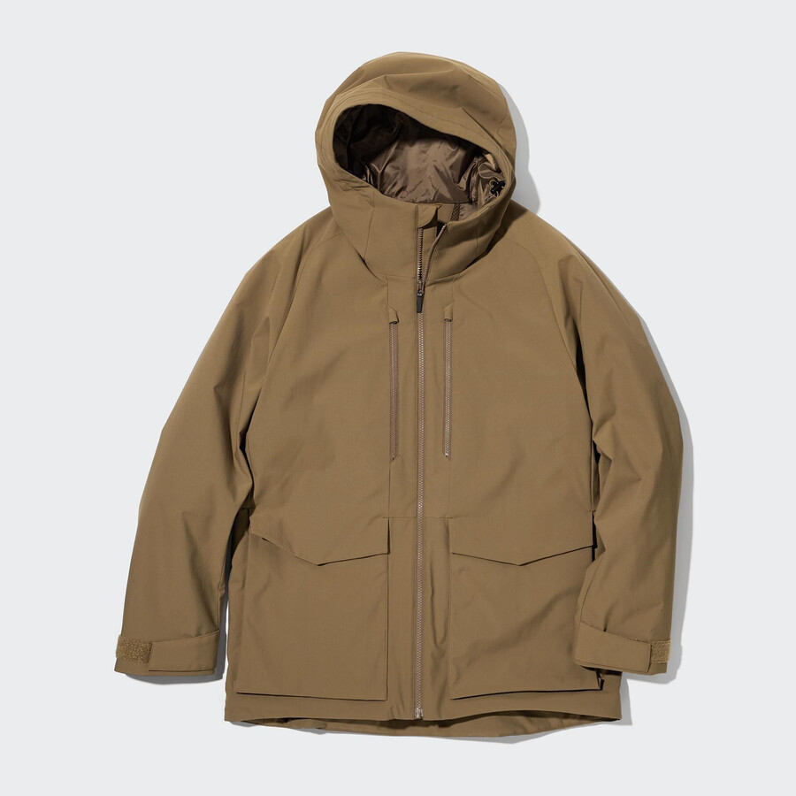 chaquetas híbridas de plumón 3d uniqlo para hombre color marrón