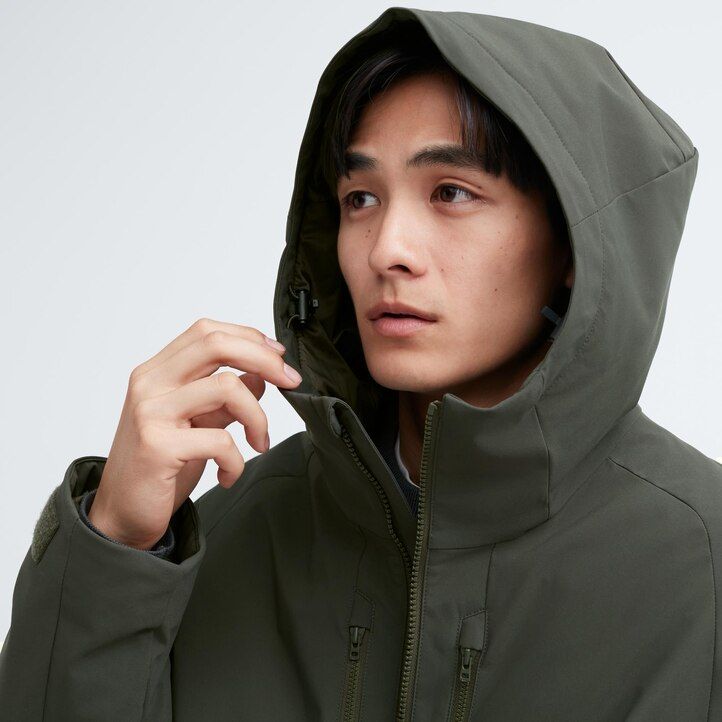 chaquetas híbridas de plumón 3d uniqlo para hombre color marrón