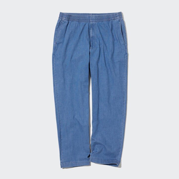 vaqueros azules de corte relajado hasta los tobillos de uniqlo para hombre
