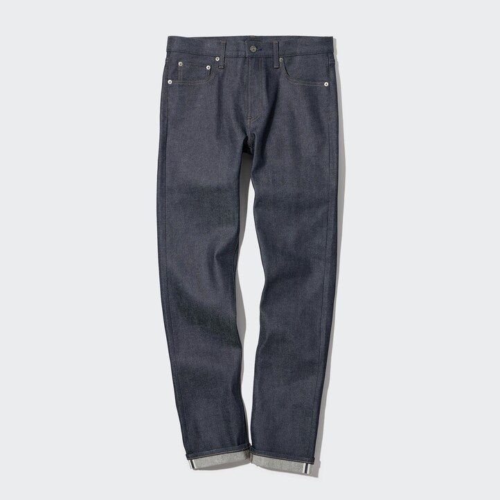 vaqueros ajustados elásticos con orillo de uniqlo azul marino para hombre