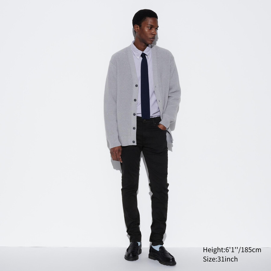vaqueros ajustados ultraelásticos uniqlo negros para hombre