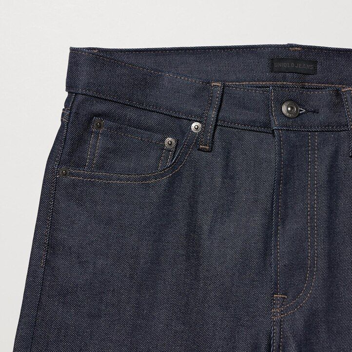 vaqueros ajustados elásticos con orillo uniqlo para hombre color azul marino
