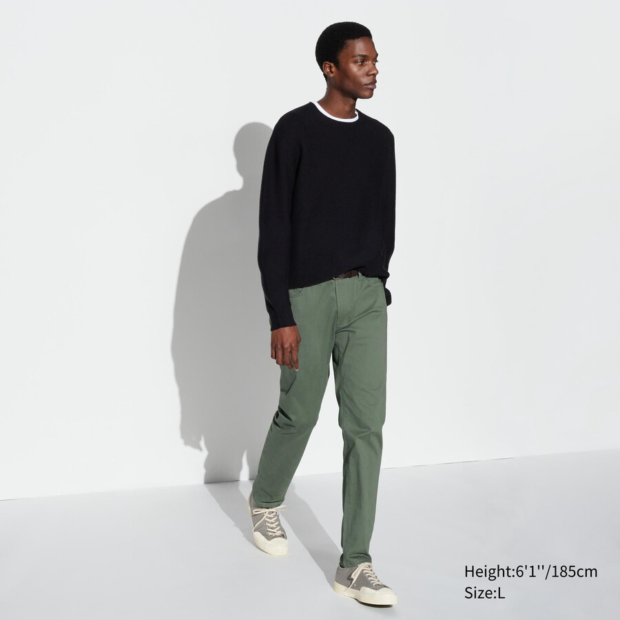 vaqueros ajustados ultraelásticos uniqlo para hombre en color oliva
