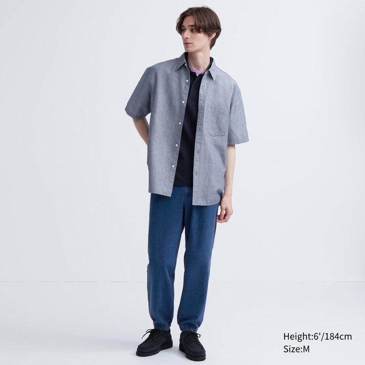 joggers de mezclilla de jersey lavado uniqlo para hombre en azul