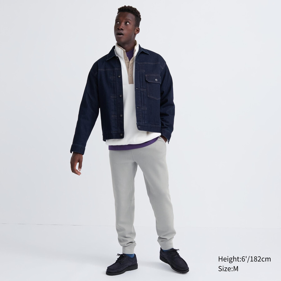 pantalones deportivos elásticos secos uniqlo gris claro para hombre