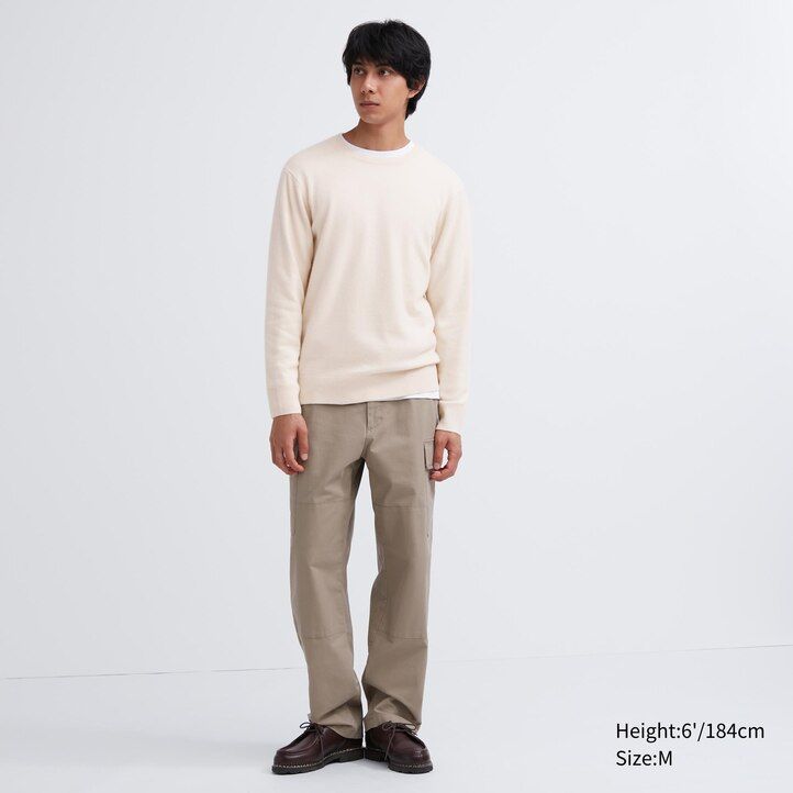 suéteres de cuello redondo uniqlo 100pctshmere para hombre en color marrón